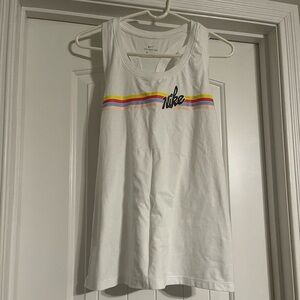 Nike Women's White Tank Top with Colorful Stripes (NWOT)